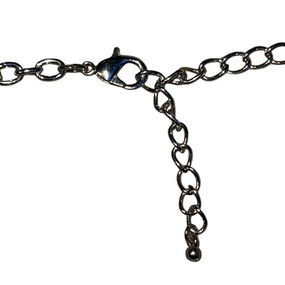 Christopher & Banks SilverTone Link Faux Blue Fire Opal Drape Statement Necklace - Picture 3 of 4